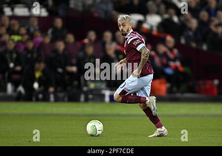 Londres, Royaume-Uni. 16th mars 2023. Manuel Lanzini (West Ham) lors de la ligue de conférence de West Ham vs AEK Larnaca UEFA Europa, 2nd matchs de 16 au London Stadium Stratford. Crédit : MARTIN DALTON/Alay Live News Banque D'Images