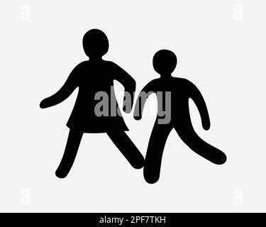 Enfants icône enfant enfant enfants jouer à pied Crossing Vector Noir blanc Silhouette symbole signe graphique Clipart Illustration pictogramme Illustration de Vecteur