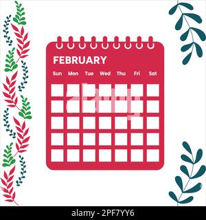 Calendrier du mois de février Illustration de Vecteur