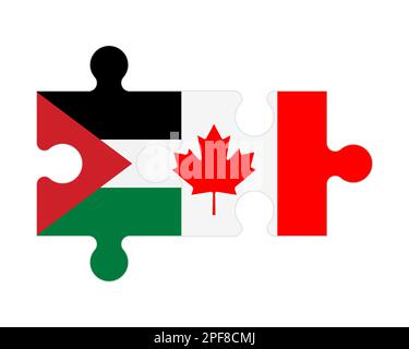 Puzzle connecté des drapeaux de la Palestine et du Canada, vecteur Illustration de Vecteur