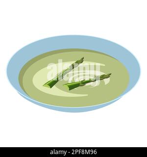 Soupe à la purée d'asperges. Veloute d'asperges. Illustration vectorielle sur fond blanc Illustration de Vecteur
