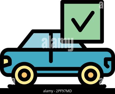 Icône de nouvelle voiture. Contour Nouvelle icône de vecteur de voiture pour le web design isolé sur fond blanc couleur plate Illustration de Vecteur