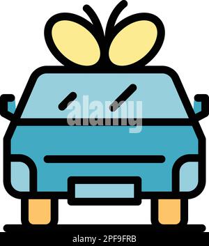 Icône cadeau de voiture. Outline car Gift vector icône pour le design Web isolé sur fond blanc couleur plate Illustration de Vecteur