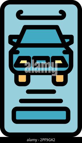 Icône d'achat de voiture en ligne. Outline voiture en ligne achat de vecteur icône pour la conception Web isolé sur fond blanc couleur plat Illustration de Vecteur