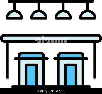 Icône de tabouret de comptoir. Outline Bar contre-tabouret icône vectorielle pour la conception de sites Web isolé sur fond blanc couleur plate Illustration de Vecteur