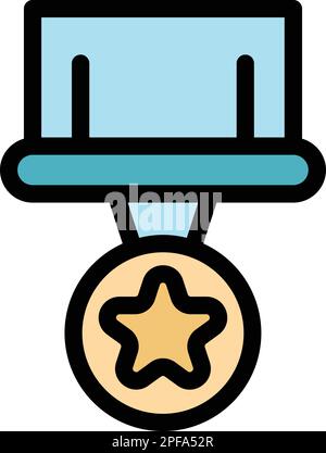 Icône de médaille de l'armée. Outline Army Medal Vector Icon pour la conception de sites Web isolé sur fond blanc couleur plat Illustration de Vecteur