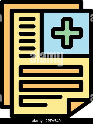 Icône des papiers médicaux. Outline Medical papers Vector Icon for web design isolé sur fond blanc couleur plat Illustration de Vecteur