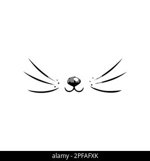 Joli nez de lapin minimaliste noir sur blanc illustration vectorielle. Icône de joli lapin. Logo de nez et de dents d'animal pour vétérinaire ou magasin d'animaux de compagnie. Illustration de Vecteur