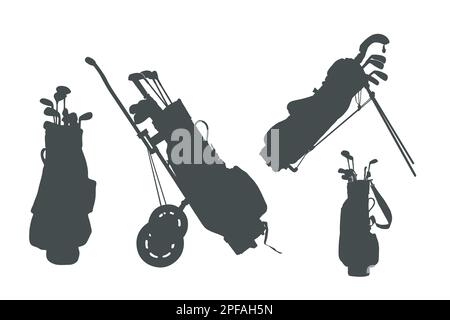 Silhouettes de sacs de golf, club de golf et silhouettes de sacs de golf Illustration de Vecteur