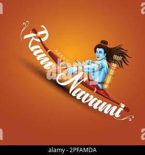 Joyeux festival RAM Navami de l'Inde. Jour de naissance de Lord Rama. illustration vectorielle Illustration de Vecteur