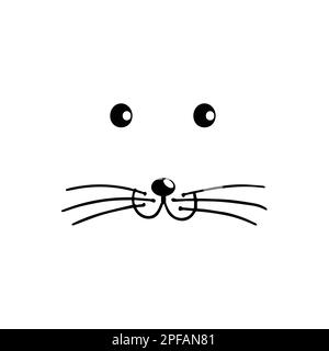 Joli nez de lapin minimaliste noir sur blanc illustration vectorielle. Icône de joli lapin. Logo de nez et de dents d'animal pour vétérinaire ou magasin d'animaux de compagnie. Illustration de Vecteur