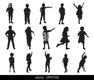 Ensemble de silhouettes pour enfants, silhouette vectorielle pour enfants Illustration de Vecteur