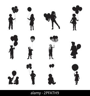 Silhouettes de ballons pour enfants, silhouettes de ballons pour enfants Illustration de Vecteur