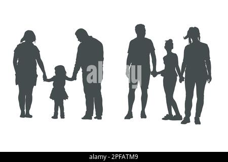 Silhouettes familiales, ensemble de silhouettes Happy Family -V02 Illustration de Vecteur