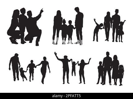 Silhouettes familiales, ensemble de silhouettes Happy Family. Illustration de Vecteur