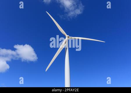 Nuages sur un ciel bleu. Éoliennes sur la péninsule de Yorke. Australie méridionale. Banque D'Images