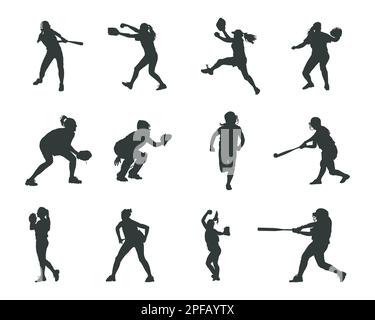 Silhouettes de softball, silhouettes de Softball Illustration de Vecteur