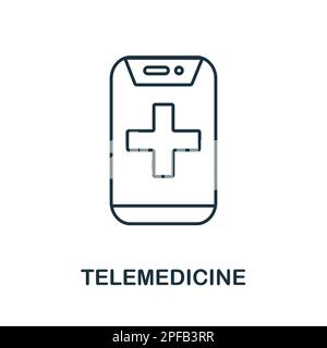 Icône de contour de la télémédecine. Un élément simple de la collection Healthcare innovations. Icône de ligne Creative Telemedicine pour la conception Web, les modèles Illustration de Vecteur