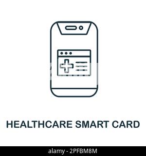 Icône carte à puce pour soins de santé. Un élément simple de la collection Healthcare innovations. Icône de la ligne de cartes à puce Creative Healthcare pour la conception Web Illustration de Vecteur