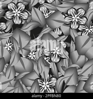 Repasser les feuilles et les fleurs fond de motif sans couture Illustration de Vecteur