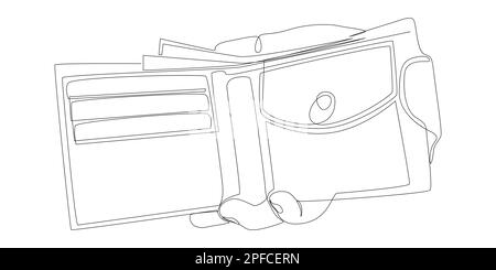 Une ligne continue de portefeuille à portée de main. Concept de vecteur d'illustration à trait fin. Dessin de contour idées créatives. Illustration de Vecteur