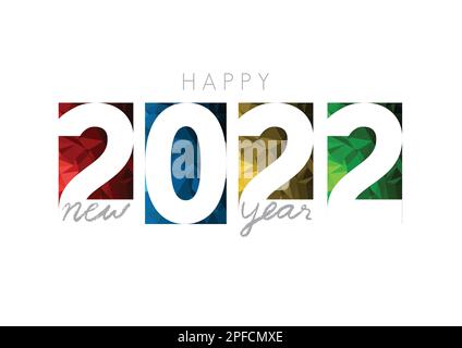 Bonne année 2022, bannière horizontale. Modèle de couverture de brochure ou de calendrier. Couverture du journal d'affaires pour l'année 2022. L'art de la coupe de papier. Illustration de Vecteur