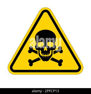 crâne de poison classique et crossones en jaune avertissement triangle de danger silhouette isolée sur fond blanc vecteur Illustration de Vecteur