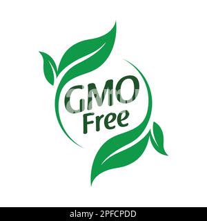 Logo gratuit GMO en vert feuille cercle motif vecteur étiquette isolé sur fond blanc Illustration de Vecteur