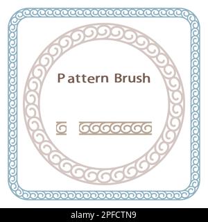 Ensemble de style grec. Pinceau pour créer des motifs de méandre grec, cadres ronds et carrés isolés sur un fond blanc décoration pour carreaux décoratifs Vecto Illustration de Vecteur