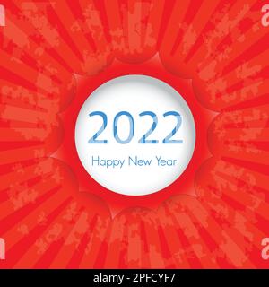 Bonne année 2022 avec un cercle blanc pour le texte. L'art de la coupe de papier. Illustration vectorielle. Illustration de Vecteur