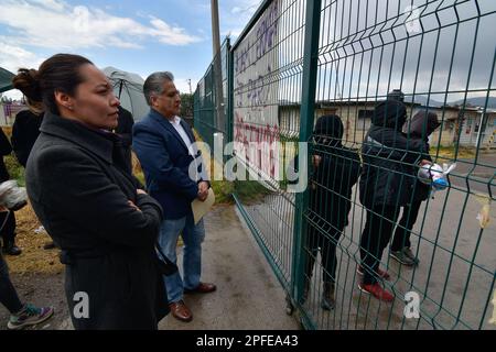 Non exclusif: 16 mars 2023 à Lerma , Mexique : étudiants du campus de l'Université autonome métropolitaine de Lerma, fermé les accès et demandé Banque D'Images