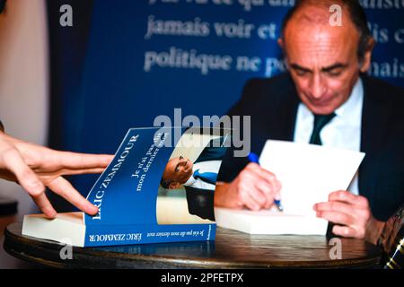 Paris, France. 16th mars 2023. Illustration lors d'une session de signature d'Eric Zemmour ('Reconquete!') Pour son nouveau livre, à Paris, France sur 16 mars 2023. Photo de Victor Joly/ABACAPRESS.COM crédit: Abaca Press/Alay Live News Banque D'Images