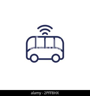 icône de la ligne de bus-navette autonome, transport en ville Illustration de Vecteur