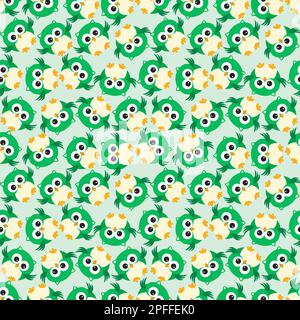 Motif d'arrière-plan sans couture avec hibou vert Banque D'Images