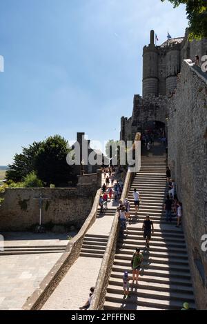 Le Mont-Saint-Michel (liste des sites du patrimoine mondial de l'UNESCO). Commune de l'île en Normandie, France. Banque D'Images