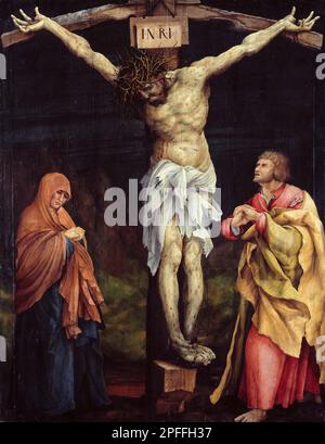Crucifixion, peinture en milieu mixte sur bois par Matthias Grünewald, 1523-1524 Banque D'Images