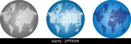 Ensemble d'icônes planète mondiale planète Terre icône symbole isolé. Illustration vectorielle de style 3D Illustration de Vecteur