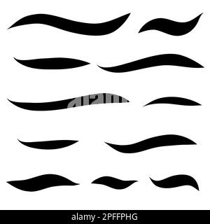 Jeu de lignes de forme dessinées à la main, souligné. Collection vectorielle d'éléments calligraphiques en style doodle. Coup de pinceau tourbillon. Illustration de Vecteur