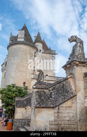 Milandes, France - 22 juillet 2020 : Château des Milandes, château de la Dordogne, des années quarante aux années soixante du XXe siècle Banque D'Images