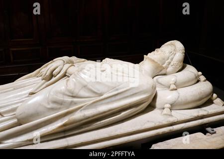 Tombeau et monument d'Ilaria del Carretto par Jacopo della Quercia, Cathédrale San Martino de Lucques, Duomo di San Martino, Toscane, Italie Banque D'Images