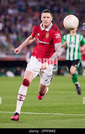 Séville, Espagne. 16th mars 2023. Wout Weghorst (27) de Manchester United vu lors du match de l'UEFA Europa League entre Real Betis et Manchester United à l'Estadio Benito Villaarin à Séville. (Crédit photo : Gonzales photo/Alamy Live News Banque D'Images