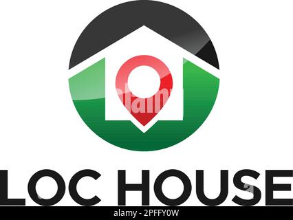 Design moderne et coloré du logo LOC HOUSE PIN Building Illustration de Vecteur