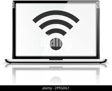 Icône Wi-Fi sur l'écran de l'ordinateur portable, illustration Vector eps10 Illustration de Vecteur