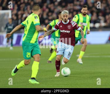 Manuel Lanzini de West Ham United lors de l'UEFA Europa Conference League Round of 16 2nd Leg football match entre West Ham United contre AEK Larnaca at Banque D'Images