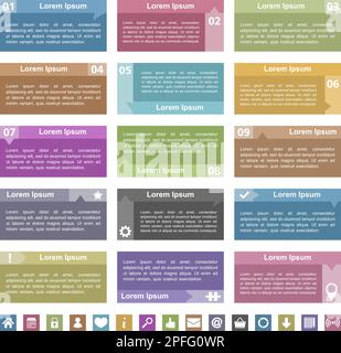 Ensemble d'éléments de conception pour les nombres (icônes), le titre et le texte, illustration du vecteur eps10 Illustration de Vecteur
