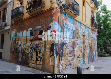 Rues dans le vieux quartier de Barrio del Carmen à Valence, Espagne. Banque D'Images