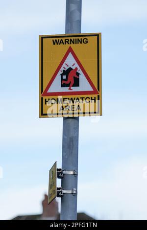 Homewatch Sign Royaume-Uni Banque D'Images