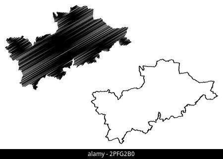 Mid Devon zone non métropolitaine (Royaume-Uni de Grande-Bretagne et d'Irlande du Nord, comté cérémonial Devon ou Devonshire, Angleterre) vecteur de carte Illustration de Vecteur