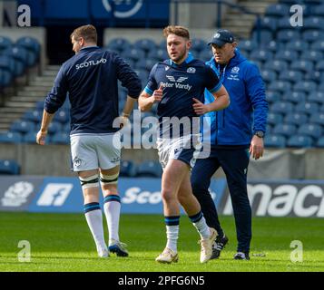 Murrayfield, Édimbourg. 17/03/2023, 17th mars 2023: Guinness six Nations 2023. ScotlandÕs Ollie Smith pendant la course de l'équipe d'Écosse, BT Murrayfield, Édimbourg. Crédit : Ian Rutherford Alay Live News Banque D'Images