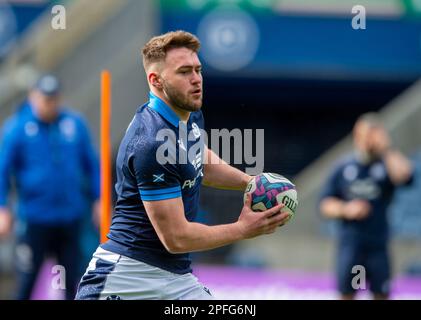 Murrayfield, Édimbourg. 17/03/2023, 17th mars 2023: Guinness six Nations 2023. ScotlandÕs Ollie Smith pendant la course de l'équipe d'Écosse, BT Murrayfield, Édimbourg. Crédit : Ian Rutherford Alay Live News Banque D'Images